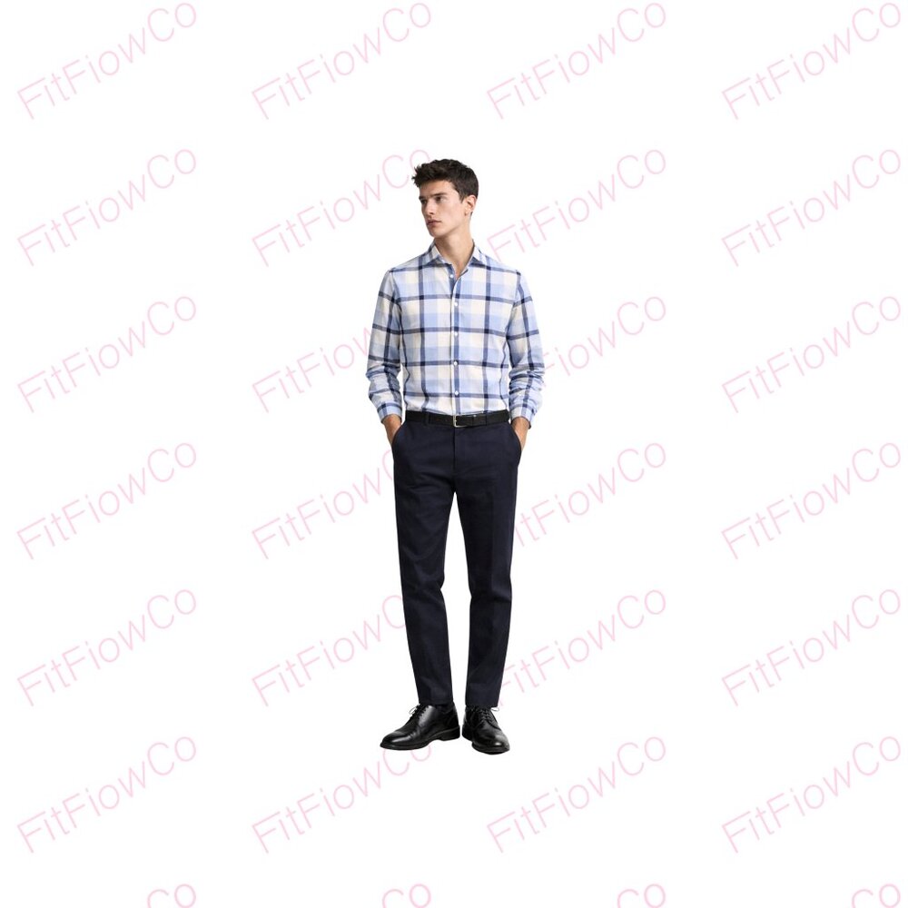 Express Slim Fit Blue White Plaid Button Down Shirt Men’s M 15-15.5 Cotton